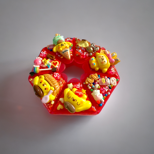 Decoden Pill Case, Pompompurin Junk Box Style, Handmade Rhinestones Kawaii Gift